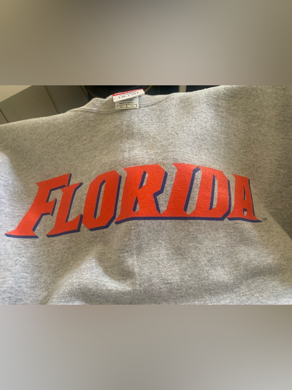 Champion Men’s Gray Sweatshirt with Red & Blue Tag